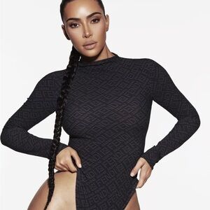 Fendi Monogram Black Long Sleeve Bodysuit
